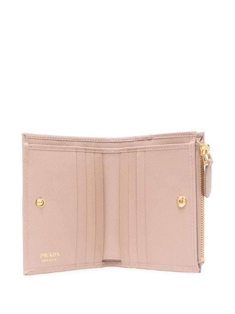 logo-plaque grained leather wallet