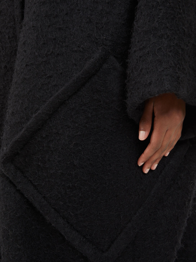 oversized effect bouclé mohair coat