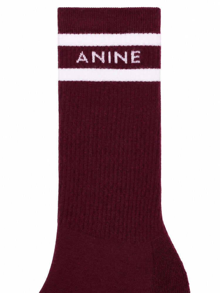 SULLY SPORTY SOCKS - BURGUNDY AND WHITE STRIPE