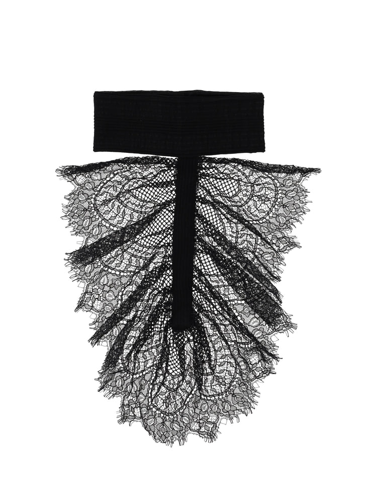 BRITTEN HIGH NECK COLLAR WITH LACE RUFFLES PLEATED