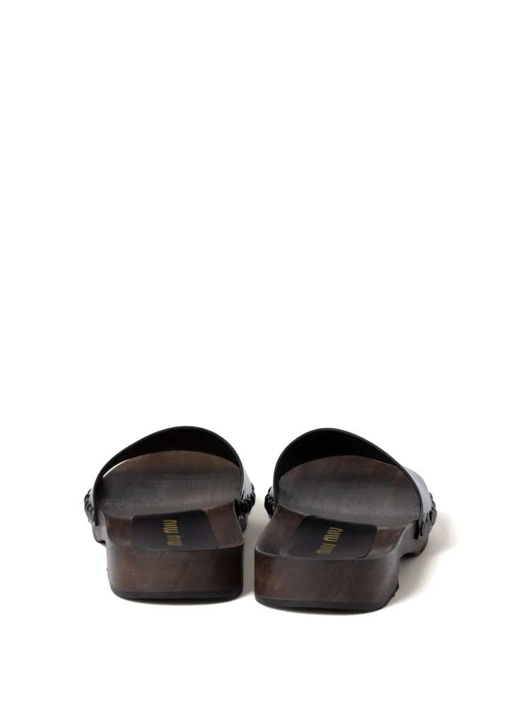 patent leather clogs