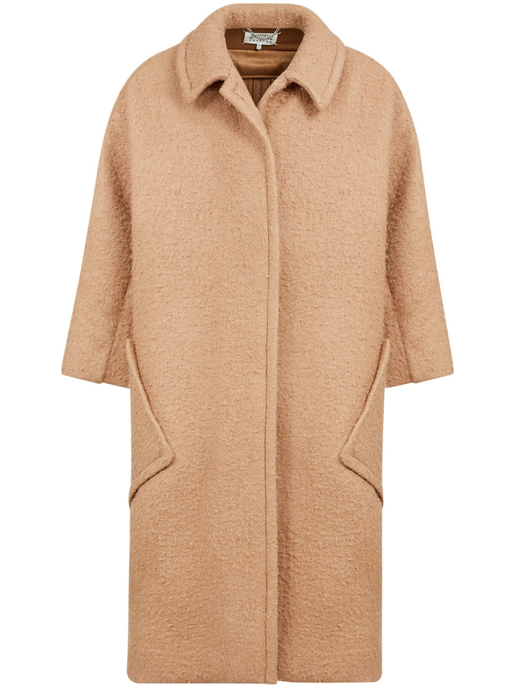 oversized effect bouclé mohair coat