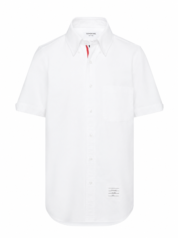STRAIGHT FIT BUTTON DOWN SHORT SLEEVE SHIRT W/ CF GG PLACKET IN OXFORD