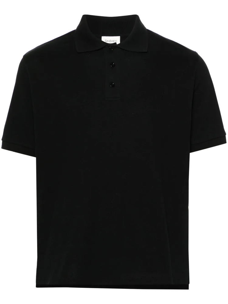 Cassandre-embroidered piqué polo shirt