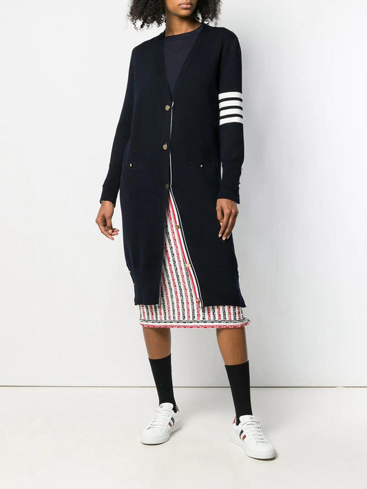 MILANO STITCH LONG V NECK CARDIGAN IN FINE MERINO WOOL