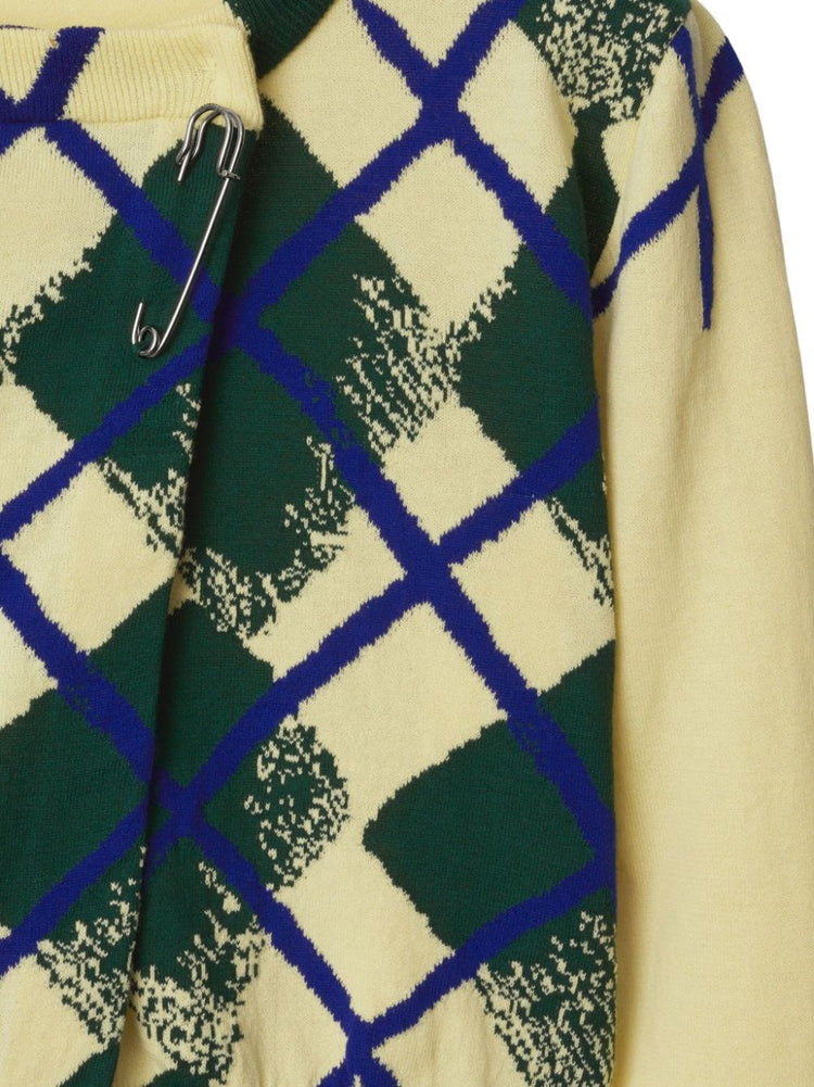 argyle-intarsia cropped cotton jumper