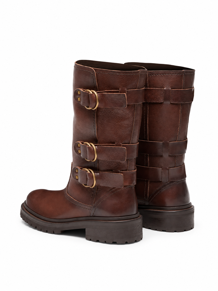 KURT WITH STRAPS LEATHER UPPER