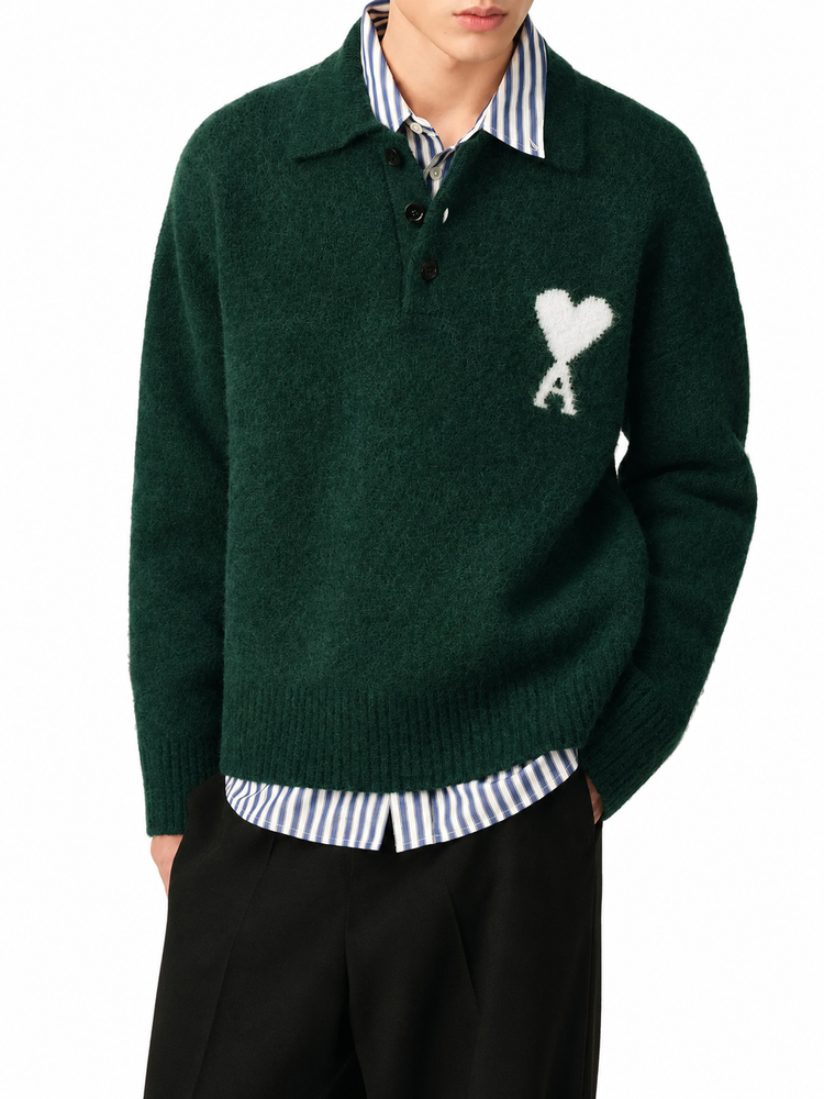 POLO SWEATER WITH AMI DE COEUR