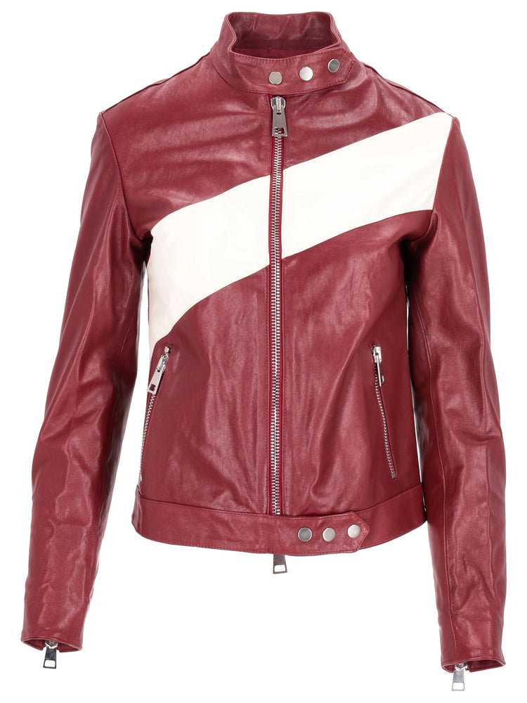 leather bomber bordeaux