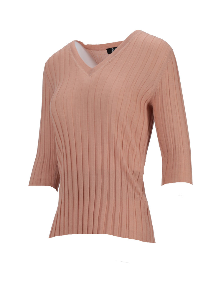 LA ROSE V neck cash/silk hot pink