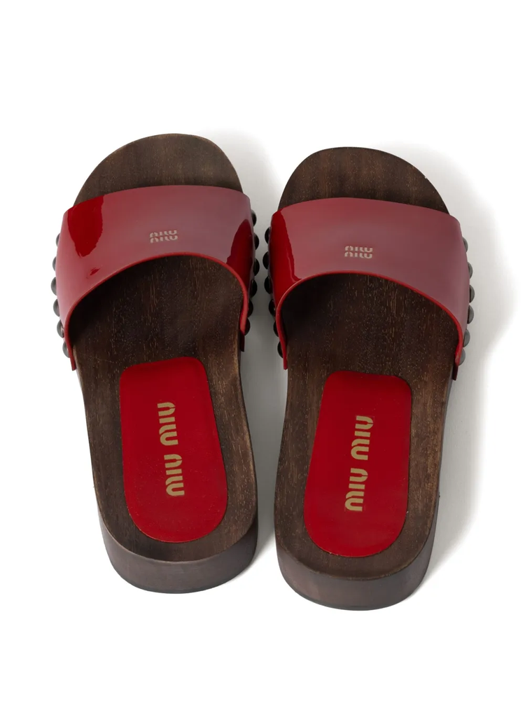 patent leather clogs