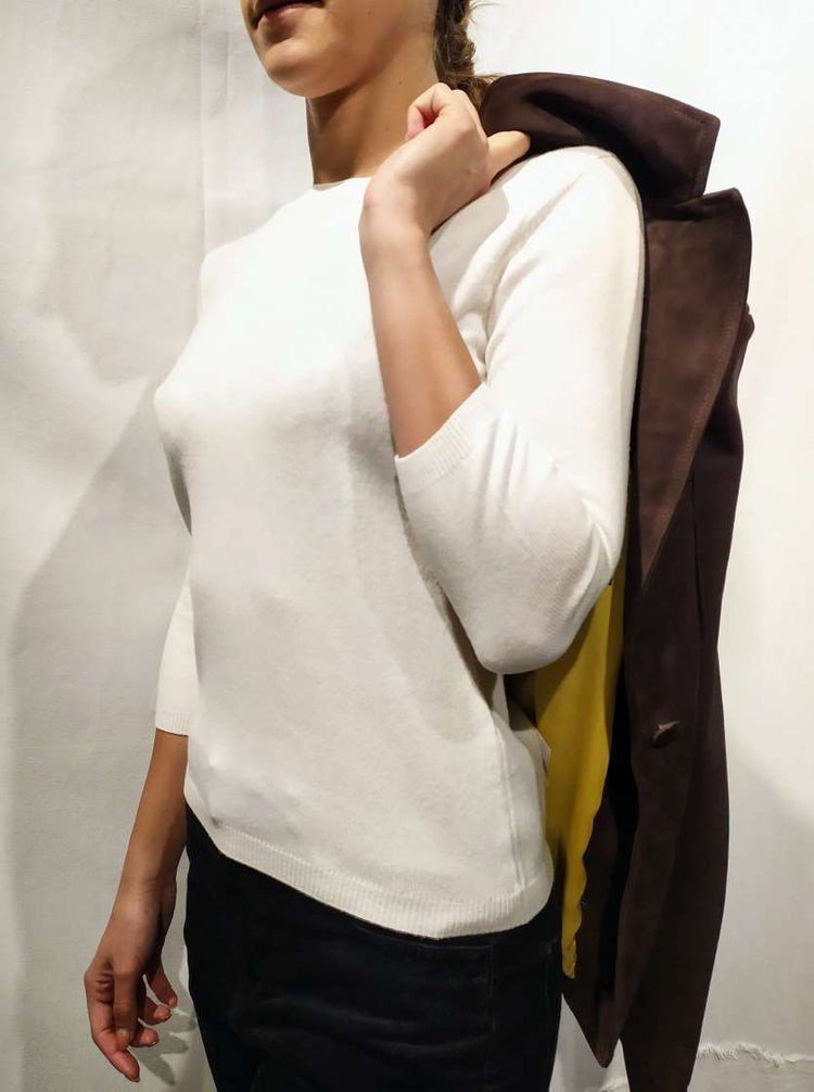 LA ROSE maglia 3/4 cashmere ocra