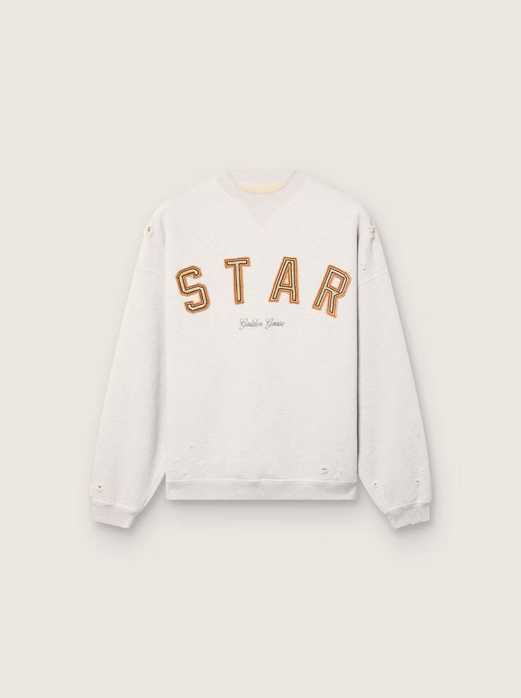 STAR/ UNISEX OVERSIZE CREWNECK/ HEAVY FLEECE/ DESTROYED WASH/ STAR VINTAGE PATCH