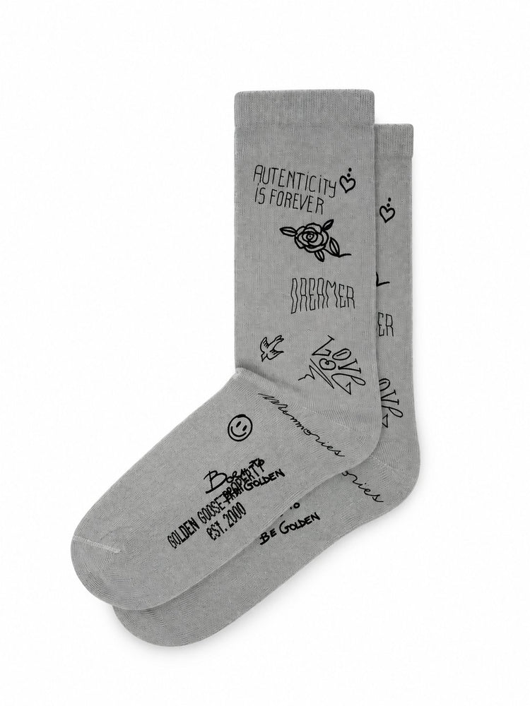 SOCKS HIGH RIB/DOODLES PRINT