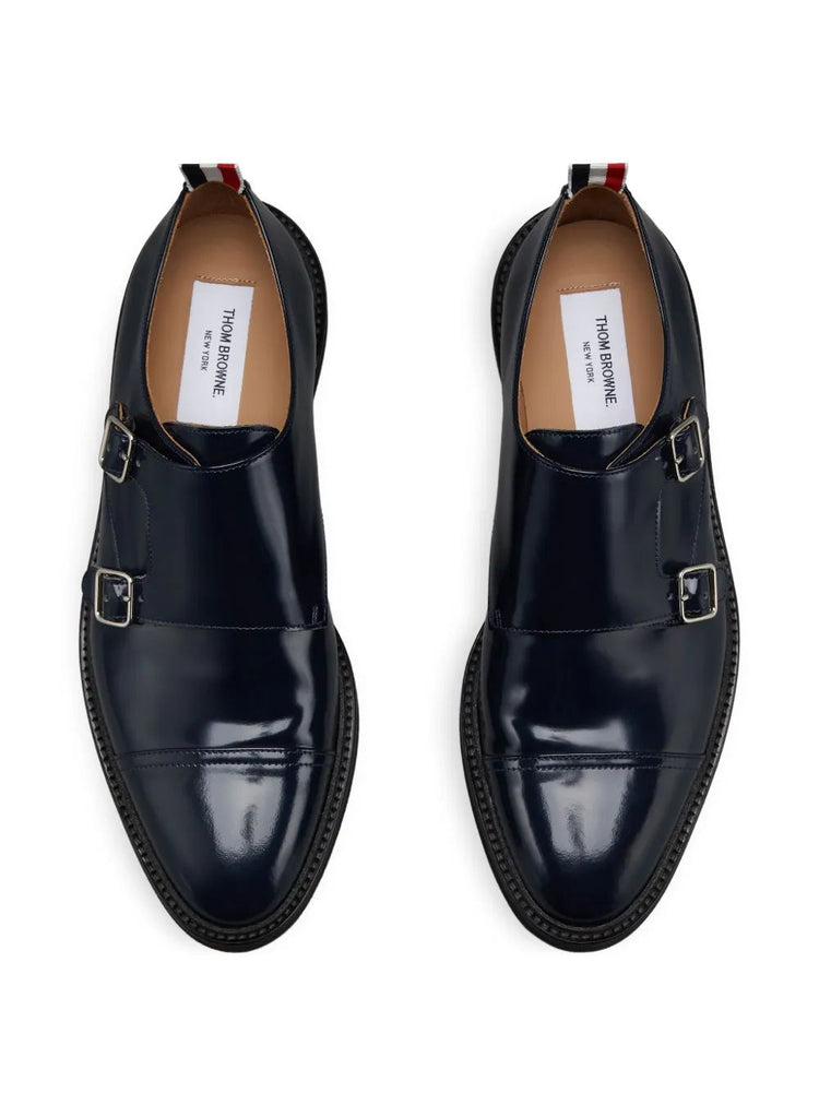 CAP TOE OXFORD DOUBLE MONKSTRAP SHOE W/ MICRO SOLE IN SOFT SPAZZOLATO LEATHER