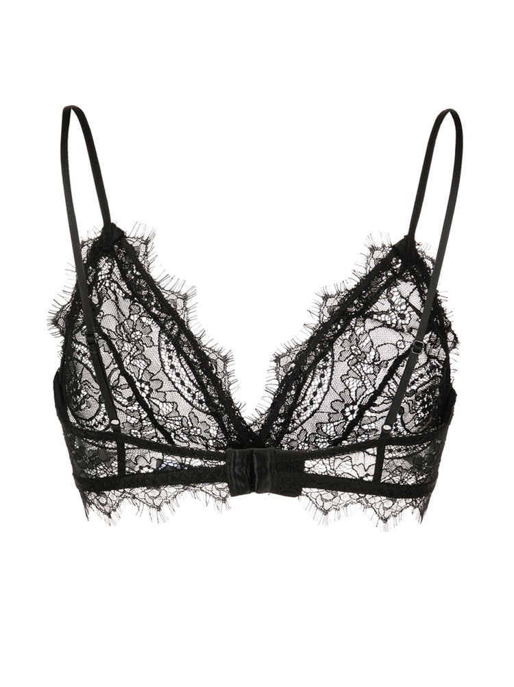 LACE BRA WITH TRIM  BLACK