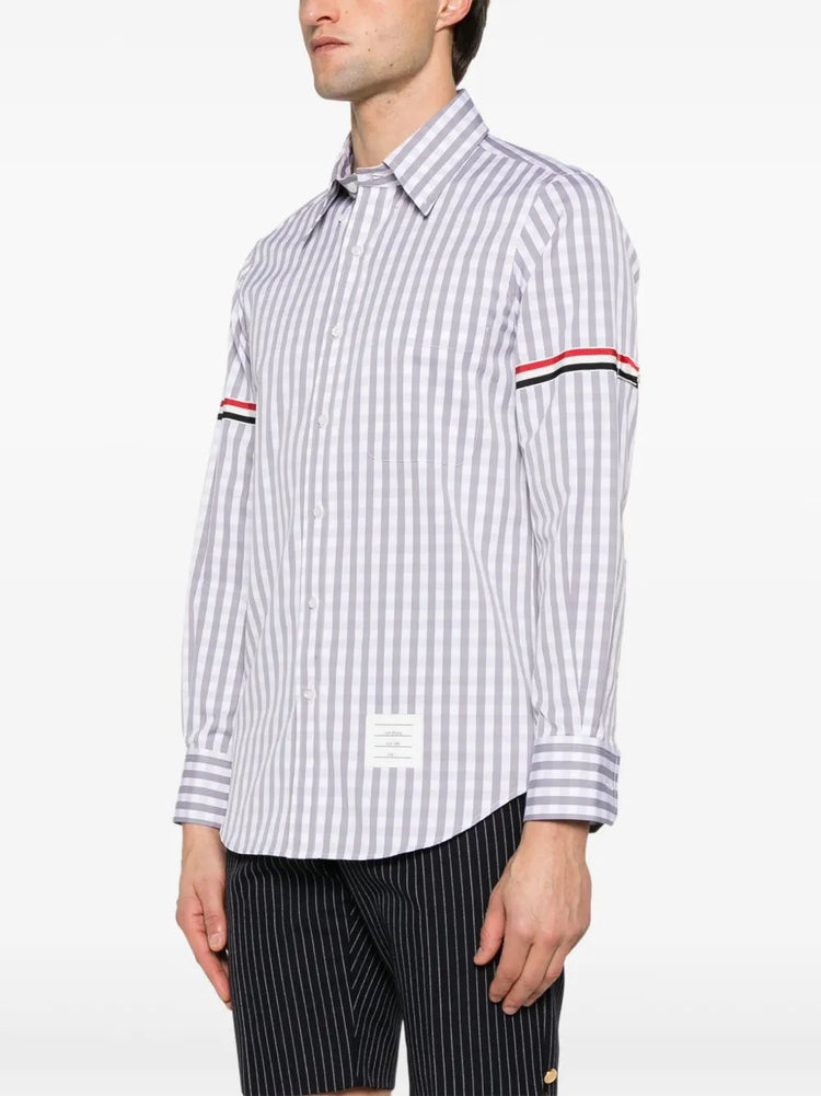 STRAIGHT FIT PC L/S SHIRT W/GG ARMBAND IN GINGHAM CHECK POPLIN
