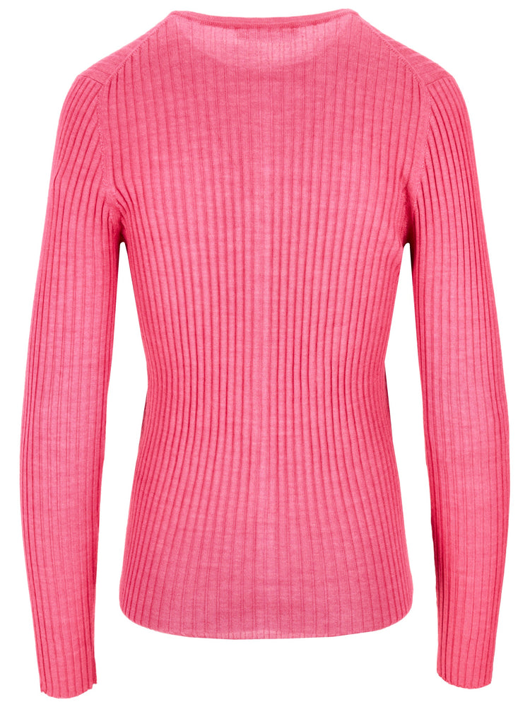 La Rose cash/silk ribs r-neck cardigan
