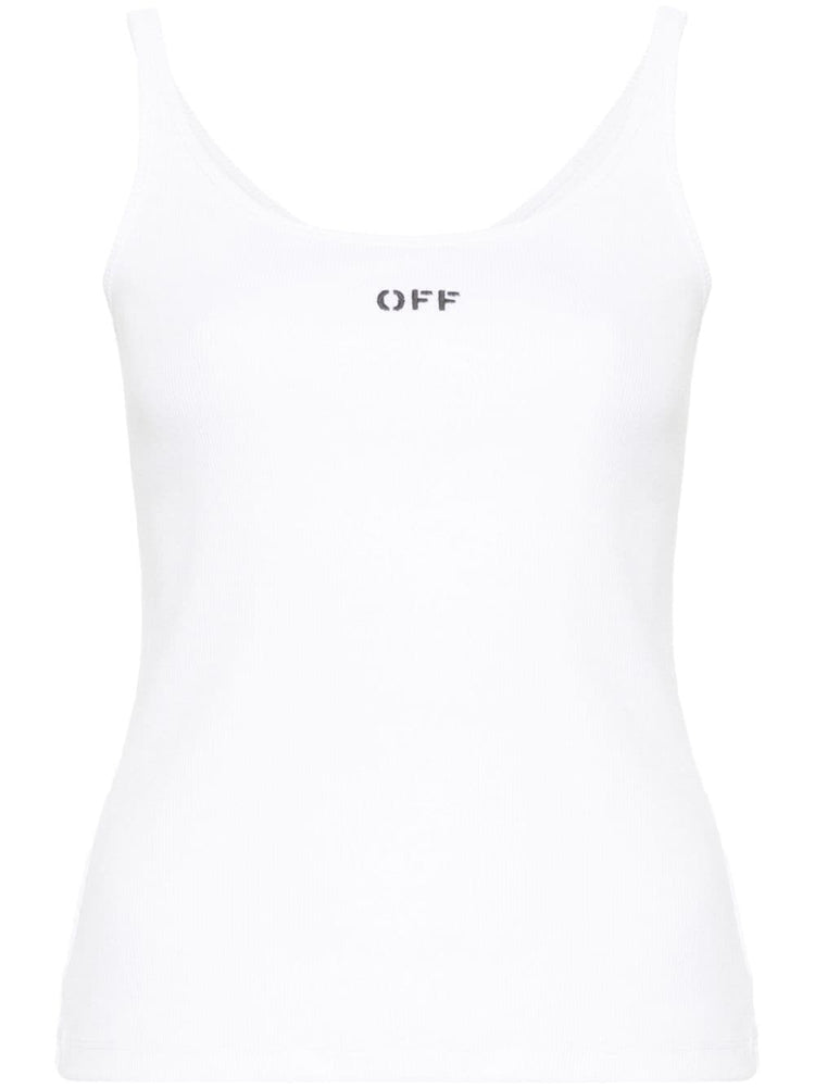 OFF STAMP RIB TANK TOP BLACK WHITE