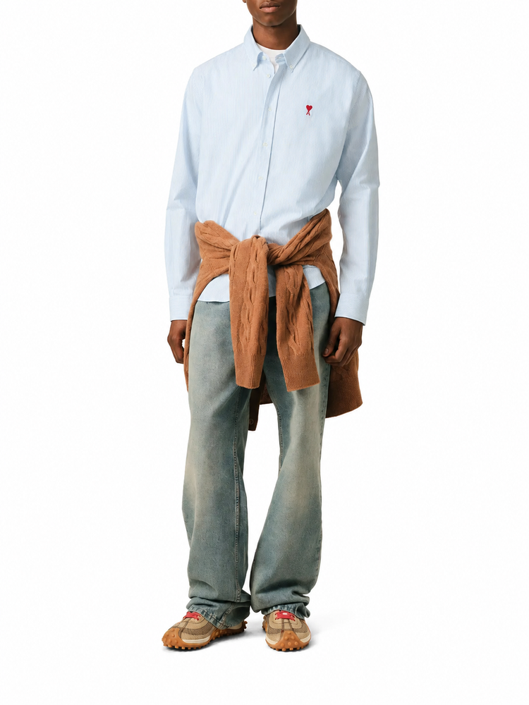 CLASSIC SHIRT BUTTON DOWN COLLAR WITH EMBROIDERED AMI DE COEUR