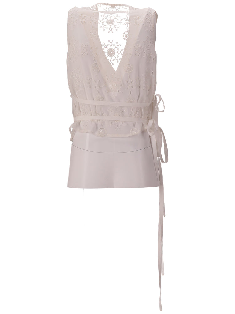 TIUKU CLASSIC WAISTCOAT WITH BRODERIE ANGLAISE CON