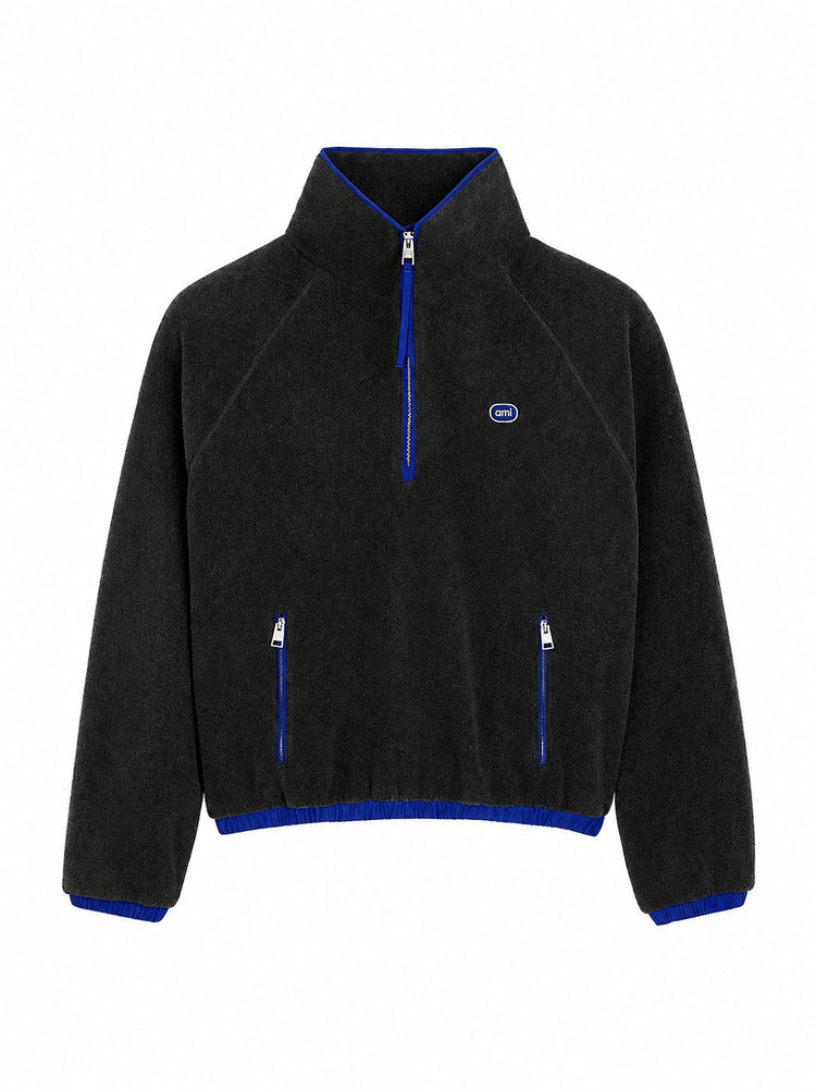 AMI HALF ZIPPED VAREUSE WITH NYLON DETAILS