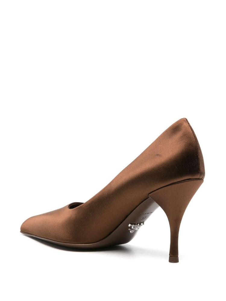 pointed-toe satin pumps