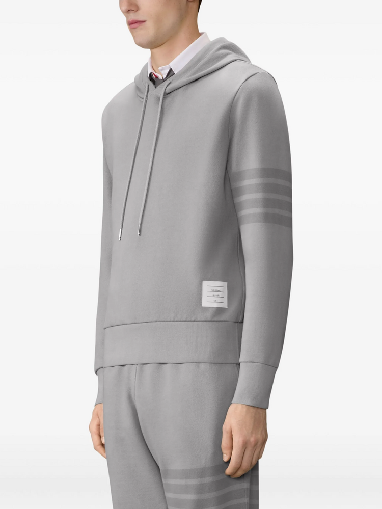 LONG SLEEVE HOODIE PULLOVER W/ OVERDYED 4 BAR IN SOLID LOOPBACK
