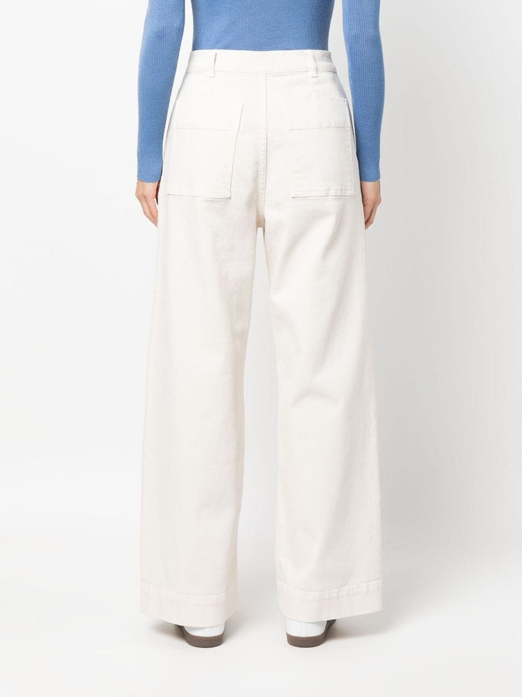 PAROSH multiple-pockets high-waisted trousers