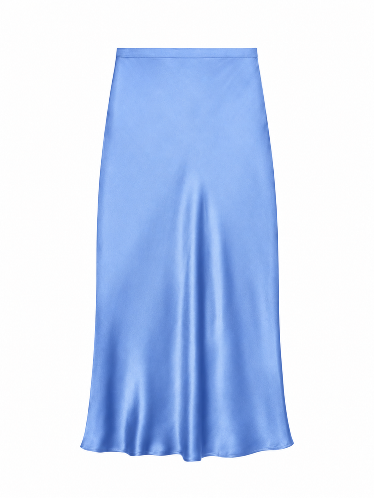 BAR SILK SKIRT - STORM BLUE
