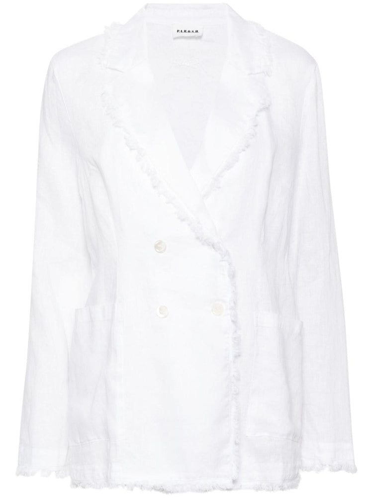 double-breasted linen blazer