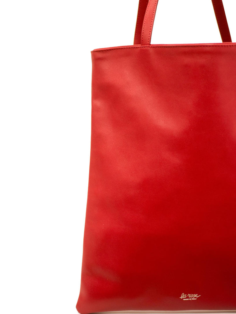 LA ROSE leather tote bag red