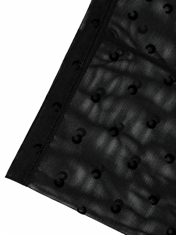 PLUMETIS MOON MESH FLOCK LONG SKIRT