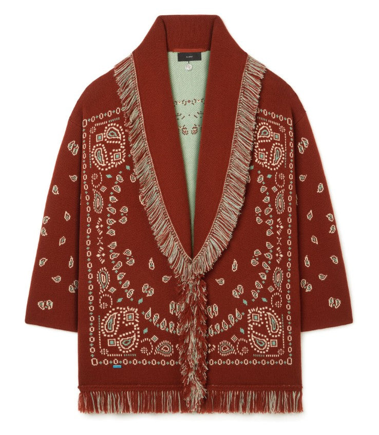 BANDANA JACQUARD CARDIGAN BRICK RED MULT