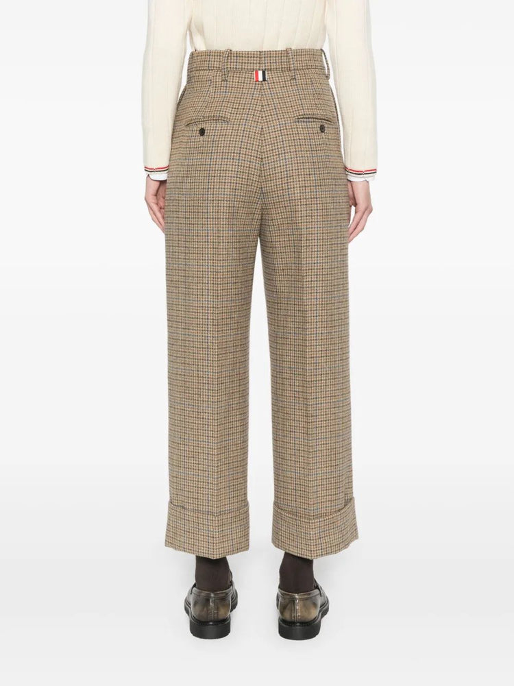 HIGH WAISTED DOUBLE PLEAT TROUSER IN GUNCLUB CHECK CHEVIOT TWEED