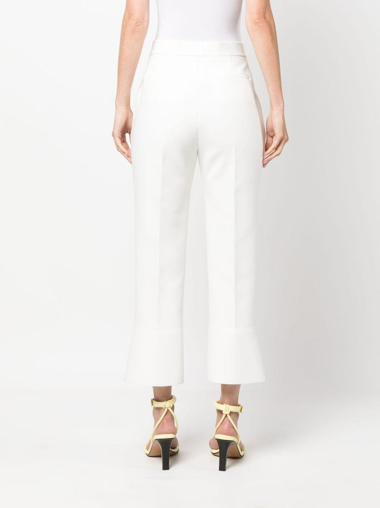 pressed-crease high-waisted trousers