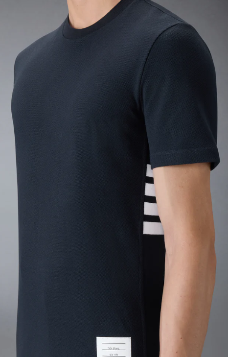 SHORT SLEEVE TEE W/ ENGINEERED 4 BAR STRIPE IN CLASSIC PIQUE