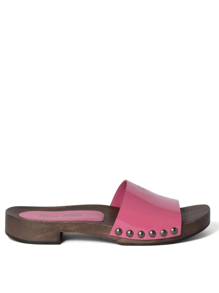 patent leather clogs