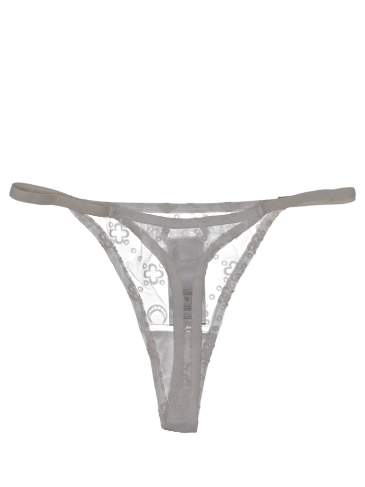 RECYCLED MESH FLOCK THONG