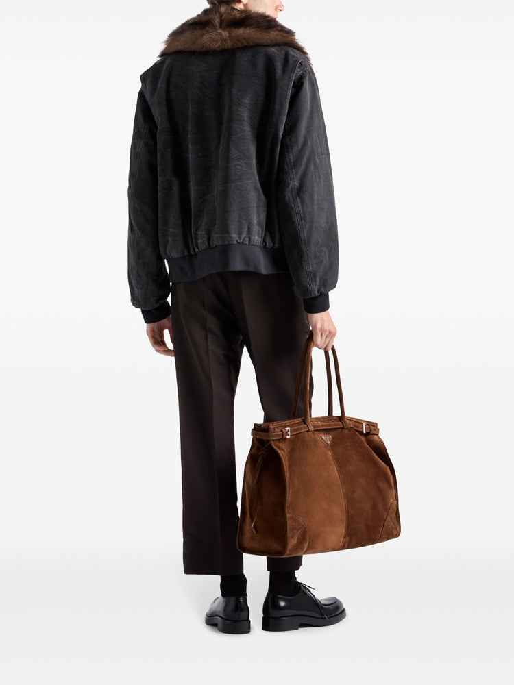 cotton shearling-collar jacket