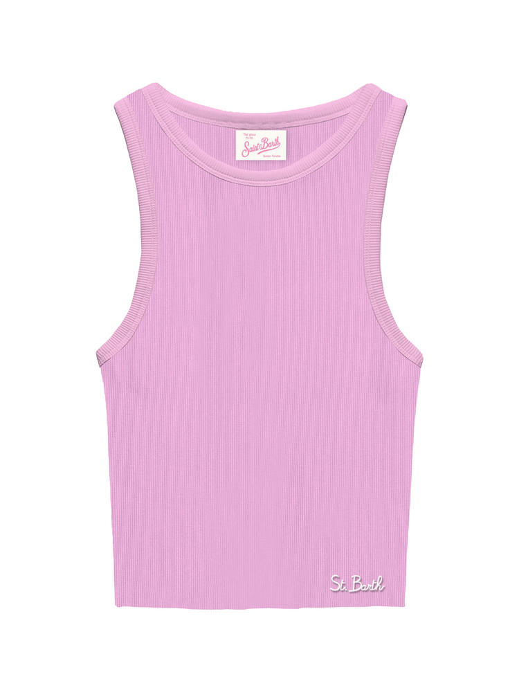 rib-knit cotton tank top