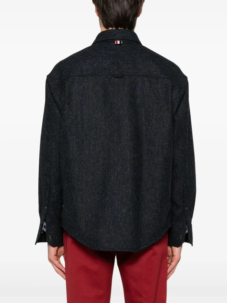 OVERSIZED PC SHIRT W/ DOUBLE NEEDLE IN SOLID DONEGAL TWEED