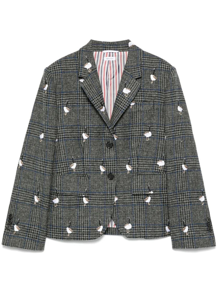 FIT 3 - HIGH ARMHOLE SPORTCOAT W/ HALF DROP SATIN STITCH GOOSE IN PRINCE OF WALES HUNTING TWEED