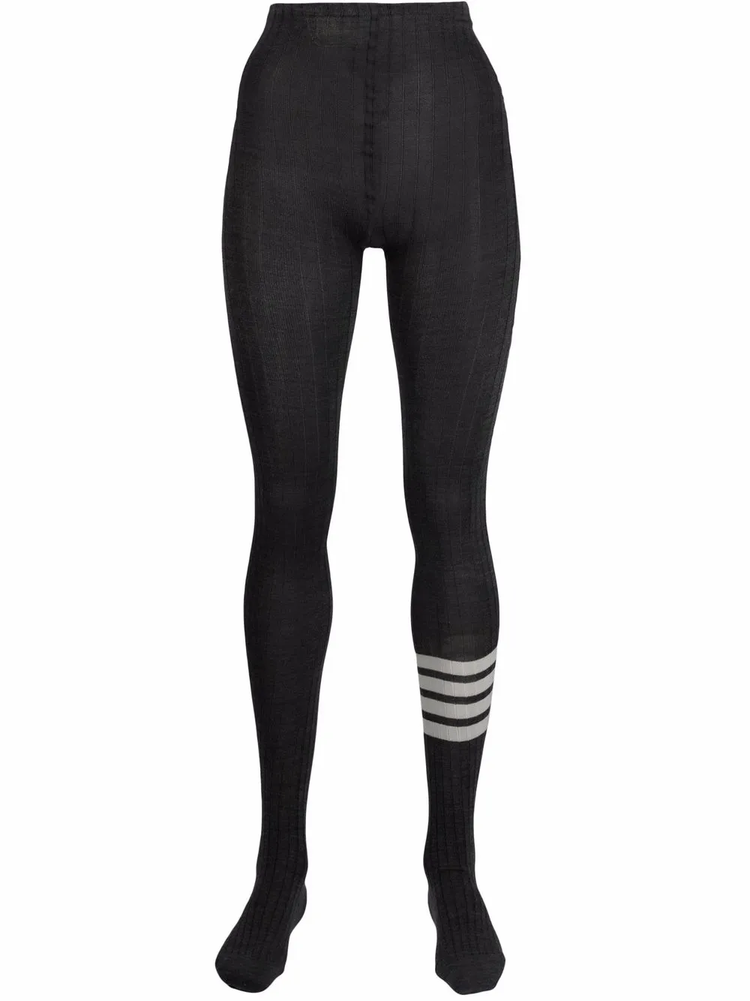OPAQUE RIB TIGHTS W/ 4 BAR IN FINE MERINO WOOL