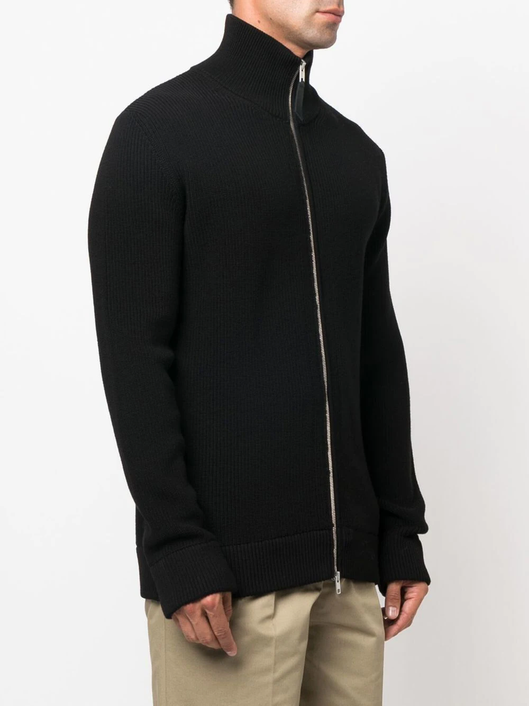 ribbed-knit zip-up sweater