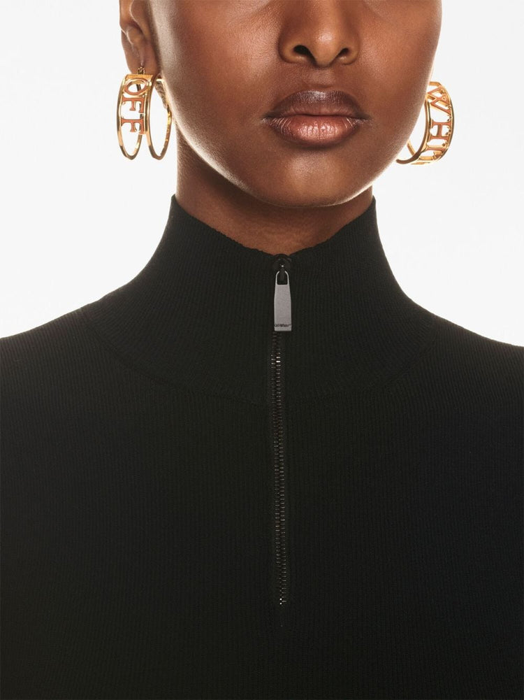 OFF WHITE high-neck pleated knitted minidress