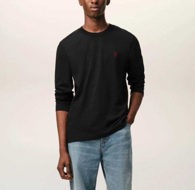 LONG SLEEVES TSHIRT WITH RED AMI DE COEUR