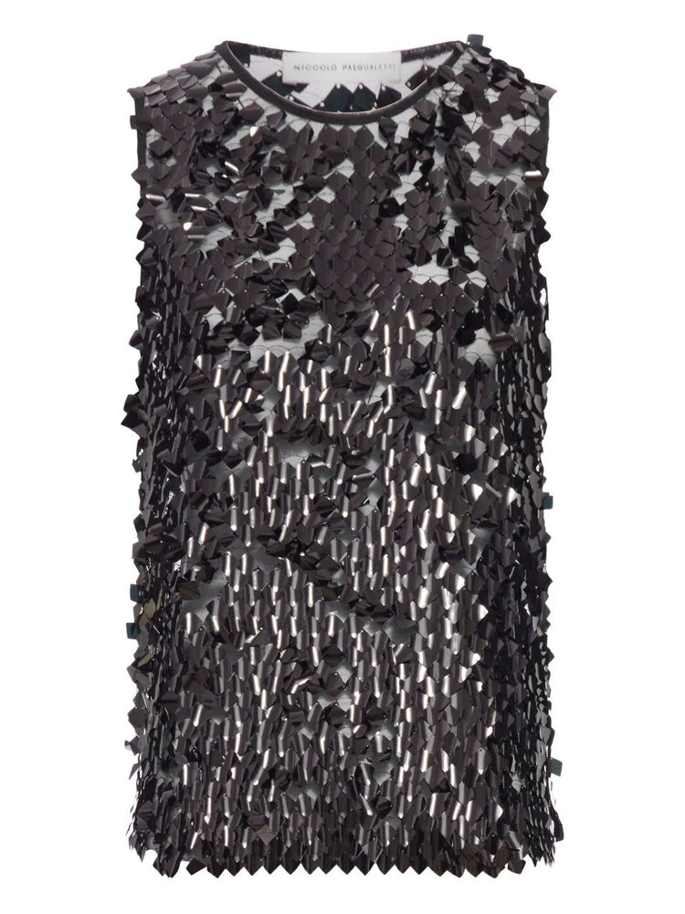 CANOTTA TANK - Square Dangle Sequin Tulle