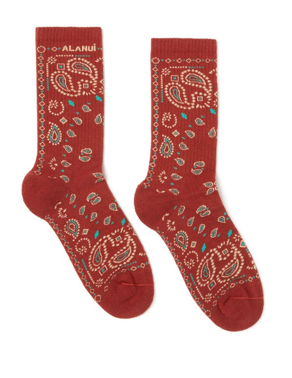 BANDANA SOCKS BRICK RED MULTICOLOR