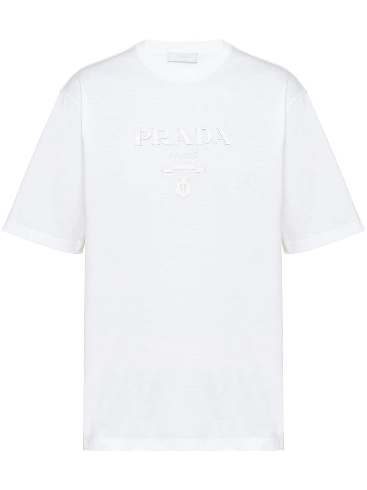 raised logo round-neck T-shirt